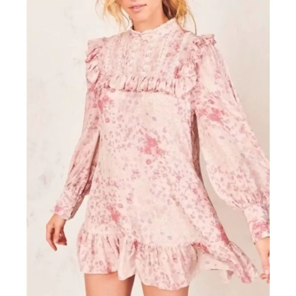 LoveShackFancy Saffron Silk Mini Dress Women's Sz. 4